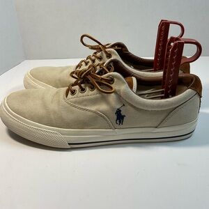 Polo by Ralph Lauren Vaughn Tan  Sneakers Low-Top  size 9D leather/canvas